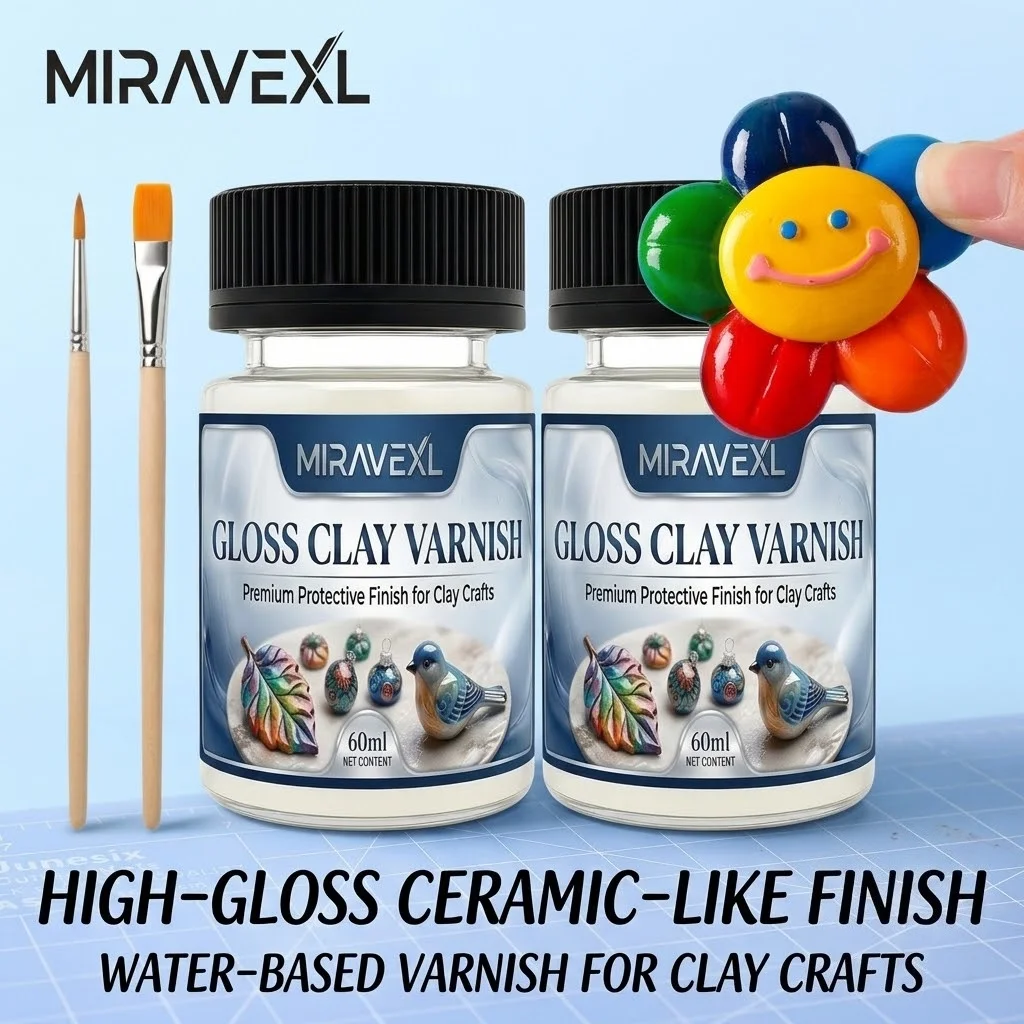 Art Craft Kit - MIRAVEXL 고광택 클레이 바니시 세트(브러시 2개