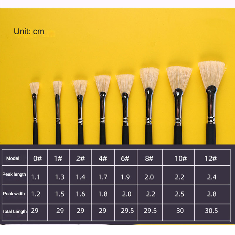 8 개/대 강모 팬 모양의 오일 페인트 브러시 긴 자작 - Gouache Paint Set 리뷰 및 가격